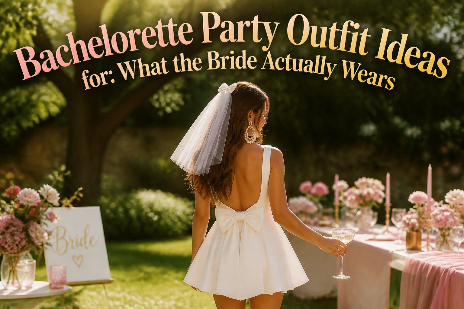 A variety of bachelorette party outfits displayed together in different styles and colors.