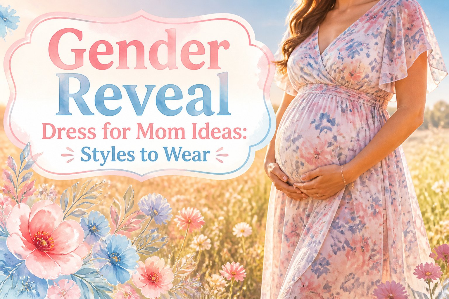 Various gender reveal dresses for moms displayed together.