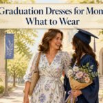 A variety of graduation dresses displayed for moms.